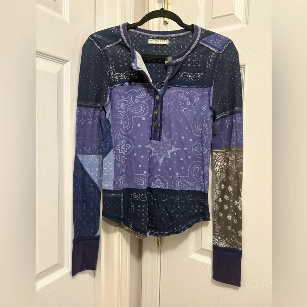 We The Free Free People Indie Printed Cuff Top - Picture 4 of 6